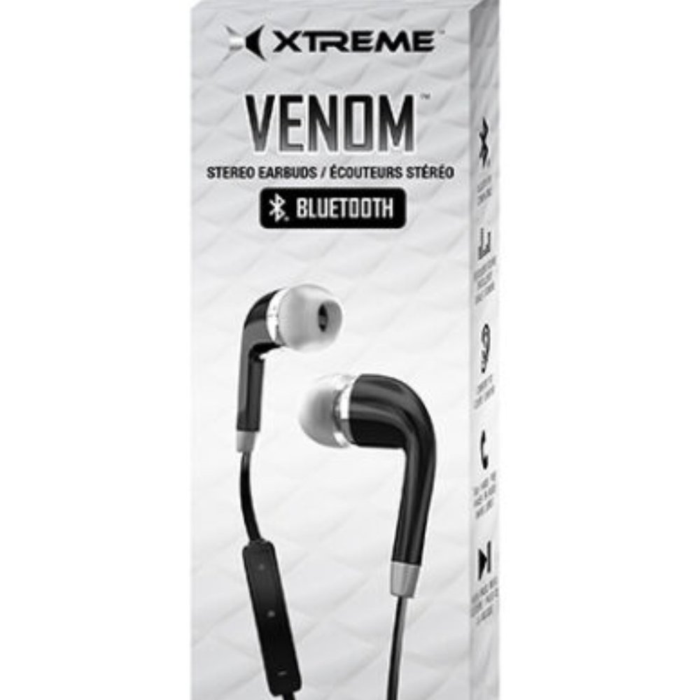 Xtreme Venom Bluetooth Earbuds Headphones with Microphone - Black LOT OF 2